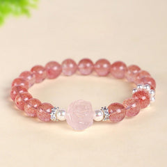 Rose Minimalist Strawberry Quartz Bracelet