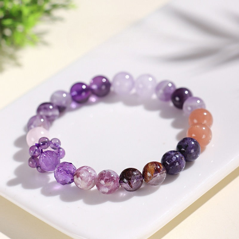 Nine Purple Fire Amethyst Wealth Multigem Bracelet