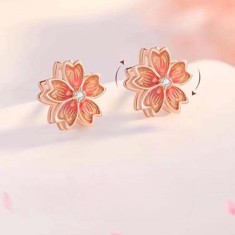 Rotating peach blossom earrings