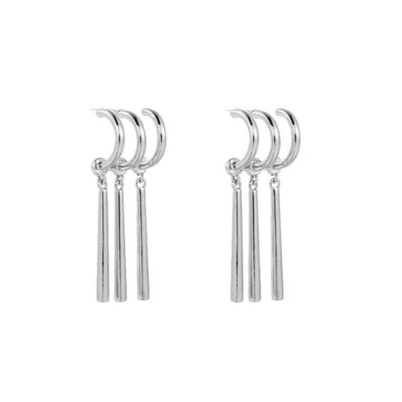 Three-Prong Long Tassel Earrings