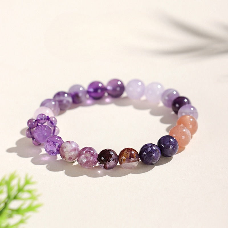 Nine Purple Fire Amethyst Wealth Multigem Bracelet