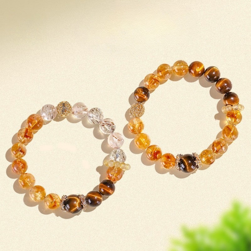 Tiger's Eye Rutilated Quartz Melody Stone Bracelet
