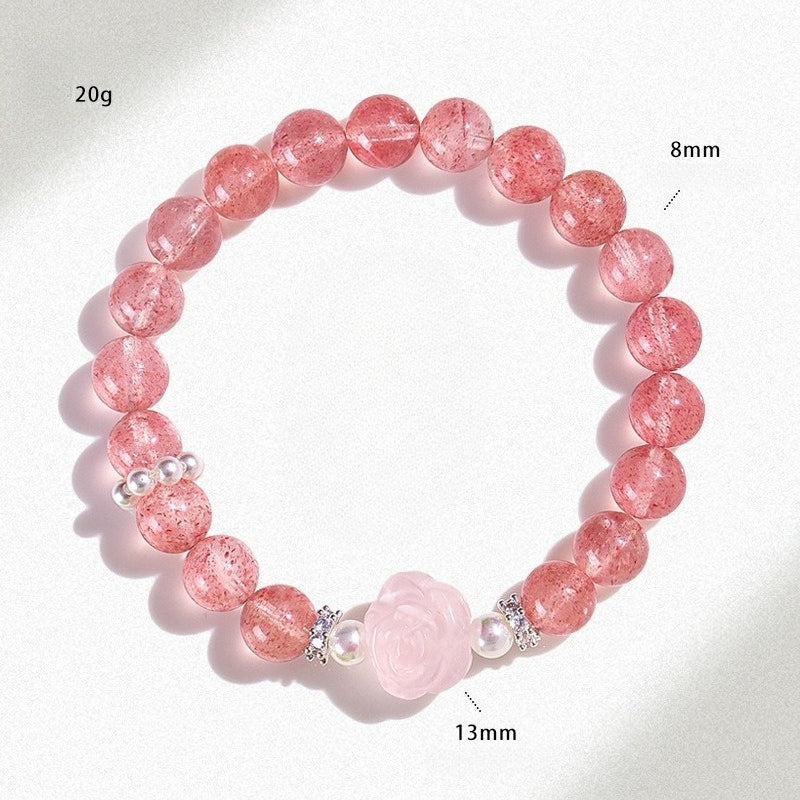 Rose Minimalist Strawberry Quartz Bracelet