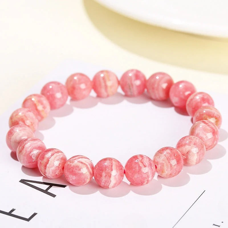 Delicate Rhodochrosite Bead Bracelet
