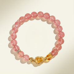 Natural Strawberry Quartz Gourd Crystal Bracelet