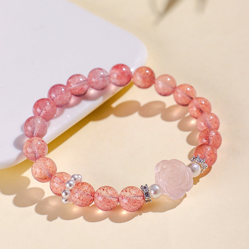 Rose Minimalist Strawberry Quartz Bracelet