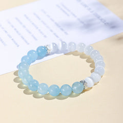 Natural Aquamarine Cat’s Eye Crystal Bracelet