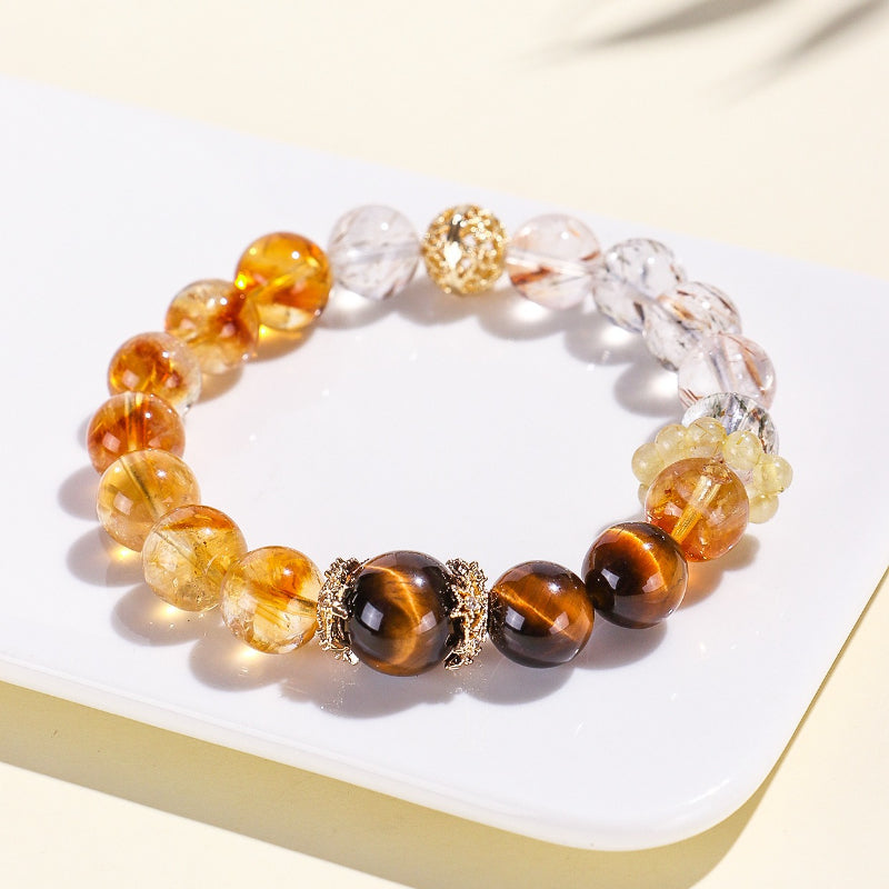 Tiger's Eye Rutilated Quartz Melody Stone Bracelet