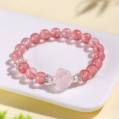 Rose Minimalist Strawberry Quartz Bracelet